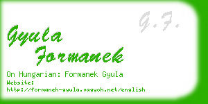 gyula formanek business card